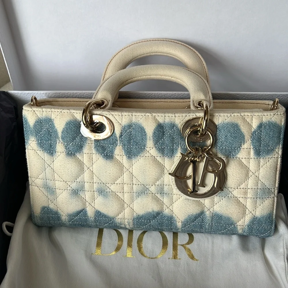 ⭐️ Dior Lady D-Joy Cannage Quilted Denim Medium - Picture 3 of 16